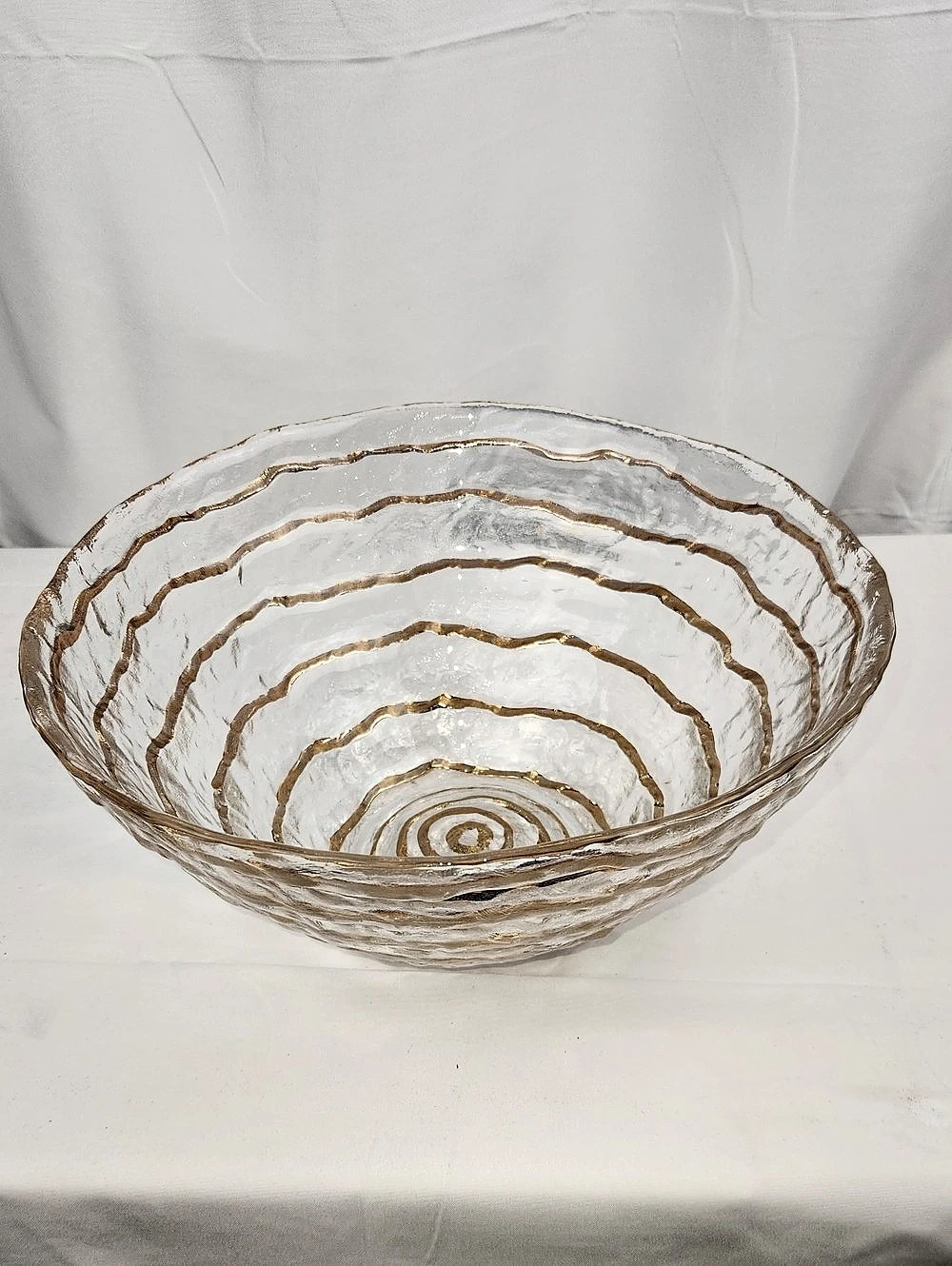 Vintage IVV / "VIETRI" Italian Glacier 10kt Gold Spiral Serving Bowl 11" 1950's